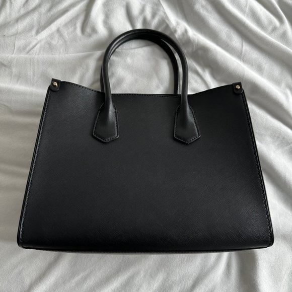 Michael Kors Medium Black Leather Satchel Handbag With Shoulder Strap - Picture 3 of 10